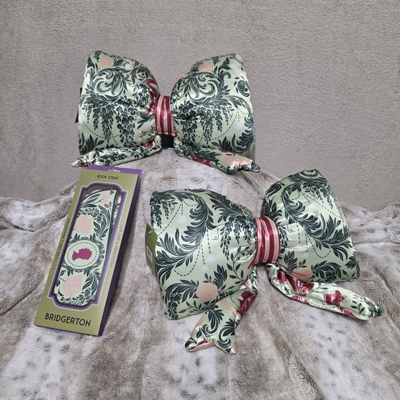 Bridgerton Other - Bridgerton Floral Satin Bow Throw Pillows & Book Strap Set LIMITED EDITION